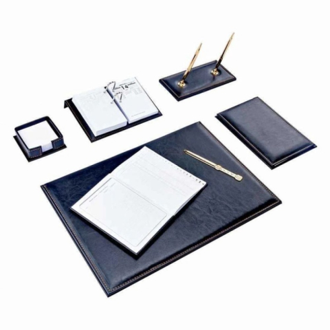 Articole pentru birou - Set pentru birou Nova BR-0700, imitatie piele, 7 piese, negru