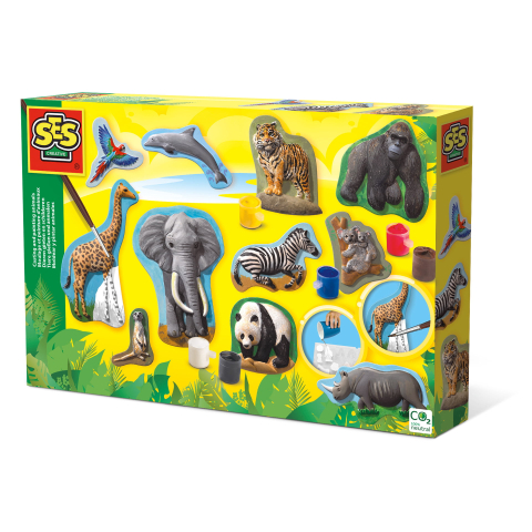 Seturi creative pentru copii - Set pentru copii cu mulaj si pictura cu animale din jungla, copii varsta 5 ani+,8 ani+