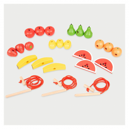Set pentru insirat cu fructe mari din lemn, TickiT, 3-6 ani [3]