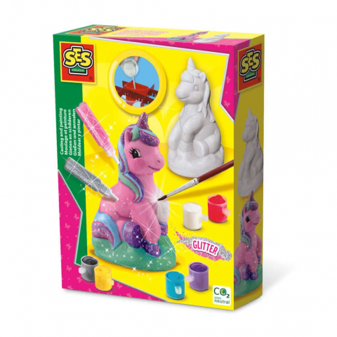 Figurine de pictat, Ipsos, Lemn - Set pentru realizarea unor figurine din ipsos. Pensula si acuarele incluse. 5 ani+