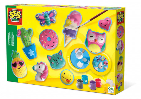 Figurine de pictat, Ipsos, Lemn - Set pentru realizarea unor figurine din ipsos. Pensula si acuarele  incluse. 5 ani+