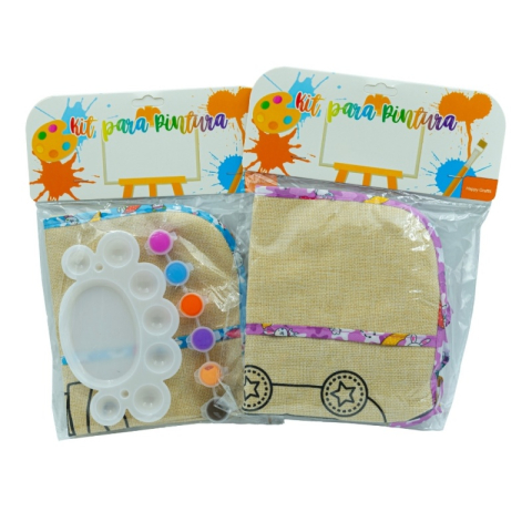 Set pictura - 4 piese - sort protectie haine iuta + paleta + 6 culori + pensula [1]