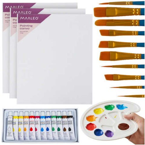 Art & Craft si Artizanat - Set pictura canvas complet 26 piese cu acrilice si pensule