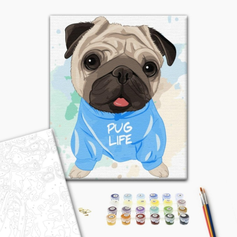 Art & Craft si Artizanat - Set pictura pe numere 40x50cm, Brushme - Caine stralucitor - pensule, culori, BS51352