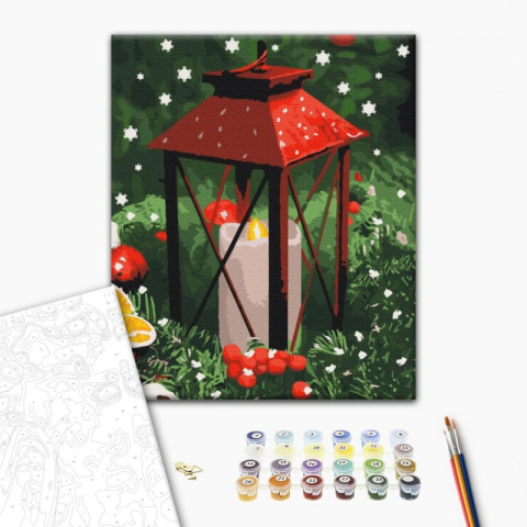 Art & Craft si Artizanat - Set pictura pe numere 40x50cm, Brushme - Lumina de Revelion, candela - pensule, culori, BS52752
