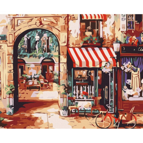 Set Pictura pe numere 40x50cm, Brushme - Strada Paris - panza, cadru de lemn, pensule, culori acrilice, BS7254 [1]