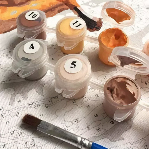 Set Pictura pe numere 40x50cm, Brushme - Strada Paris - panza, cadru de lemn, pensule, culori acrilice, BS7254 [2]