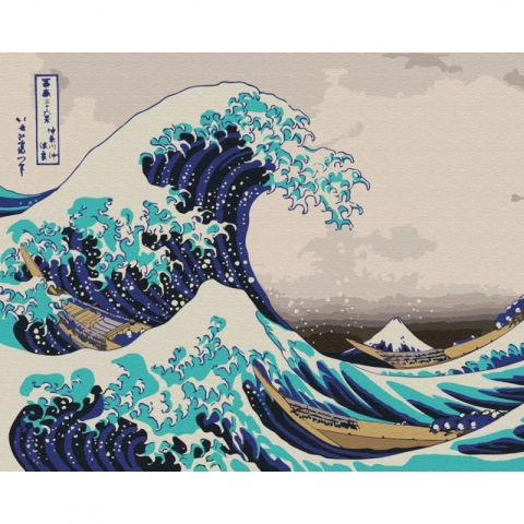 Set Pictura pe numere 40x50cm, Brushme - Tsunami - panza, cadru de lemn, pensule, culori acrilice, BS21794 [1]