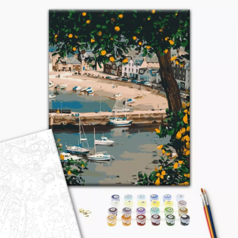 Art & Craft si Artizanat - Set pictura pe numere 40x50cm, Brushme - Un golf pitoresc - pensule, culori, BS53780