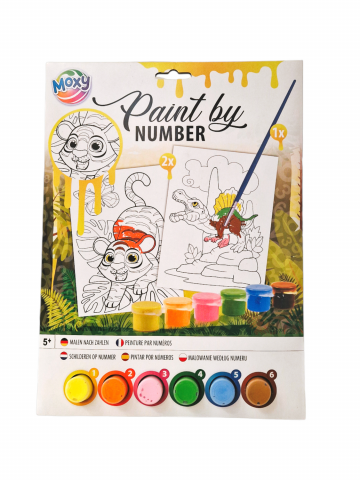 Art & Craft si Artizanat - Set pictura pe numere - Tigru & dinozaur