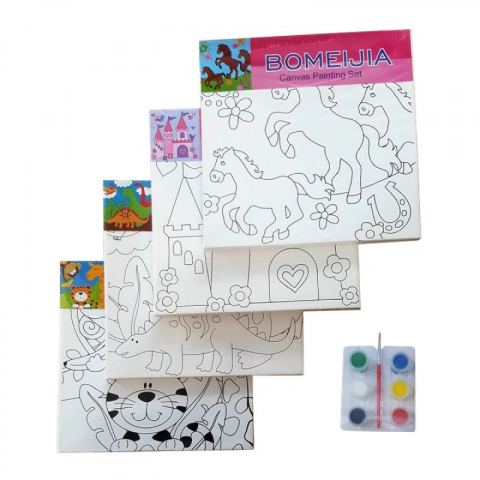Art & Craft si Artizanat - Set Pictura pe panza imprimata 20x20cm, CNX - canava diverse modele, cadru de lemn, pensula + 6 culori