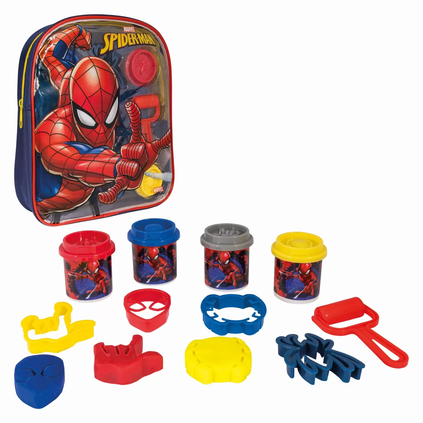 Art & Craft si Artizanat - Set plastilina si forme modelaj, in ghiozdan, Spiderman, varsta de la 3 ani la 7 ani