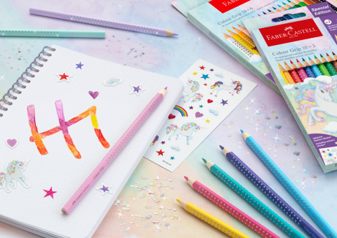 Set promo creioane colorate 10+3 culori grip 2001 unicorni faber-castell [1]