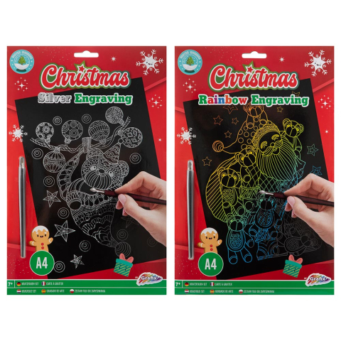 Cadouri Jucării Copii Grădiniță - SET RAZUIBIL CRACIUN Scratch art A4 Xmas  Grafix
