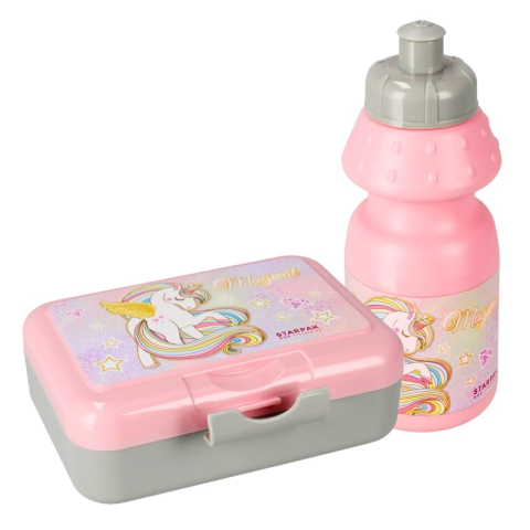 Rechizite Școlare - Set recipient scolar + cutie alimente Starpak Magical Unicorn, 350ml, 16x12cm