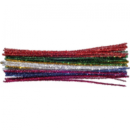 Sârmă plușată, Pompon, Pene, Snururi - Set SARMA PLUSATA glitter. Activitati art crafts.