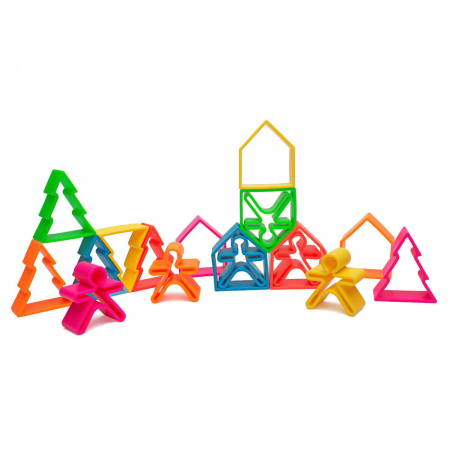 Set senzorial openended cu 18 piese, neon, Dena Toys, 0-5 ani [3]