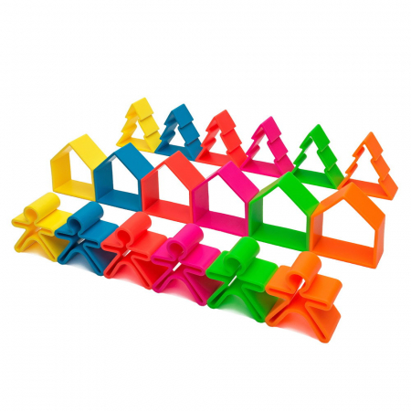 Jucării Montessori si Activități - Set senzorial openended cu 18 piese, neon, Dena Toys, 0-5 ani