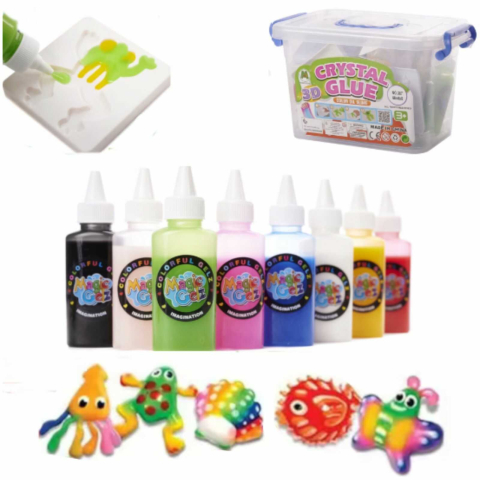 Seturi creative pentru copii - Slime 3D Crystal Glue – set creativ cu forme pentru figurine | Jucarie copii