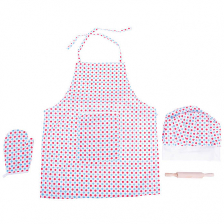 Joc de rol - set sort bucatarie si accesorii alb cu buline - BigJigs. [2]