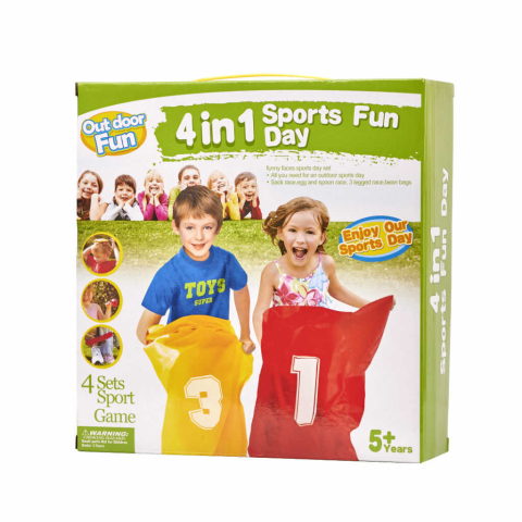 Set sportiv 4 in 1 pentru copii, joc saci cu oua si linguri [3]