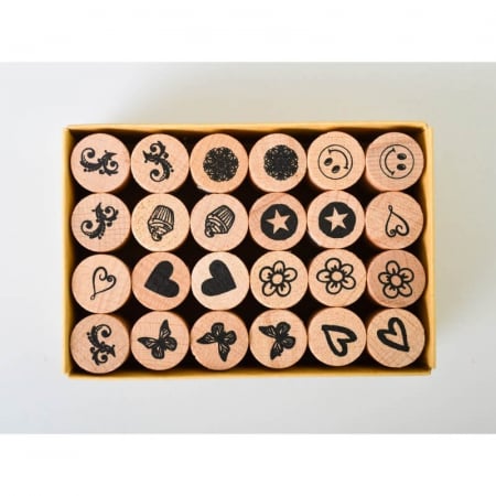 Set stampile din lemn, modele diverse pentru dezvoltare motricitate. [1]