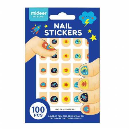 Art & Craft si Artizanat - Stickere pentru unghii, pe baza de apa, pentru copii, 100 bucati, Micul Univers