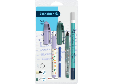 Rechizite Școlare - Set stilou + roller Schneider Zippi + pic Corry + 2 rezerve/blister