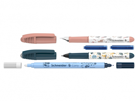 Set Stilou + Roller + Pic + 2 rezerve cerneala, Schneider Zippi, Roz + Verde [1]