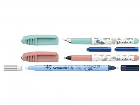Set Stilou + Roller + Pic + 2 rezerve cerneala, Schneider Zippi, Vernil + Roz [1]