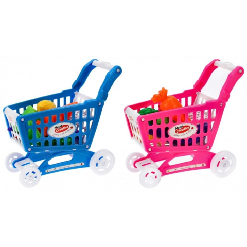 Carucioare, articole transport - Set supermarket - carucior de cumparaturi - 8 accesorii incluse, albastru/roz, MegaCreative 459473, 3+ ani