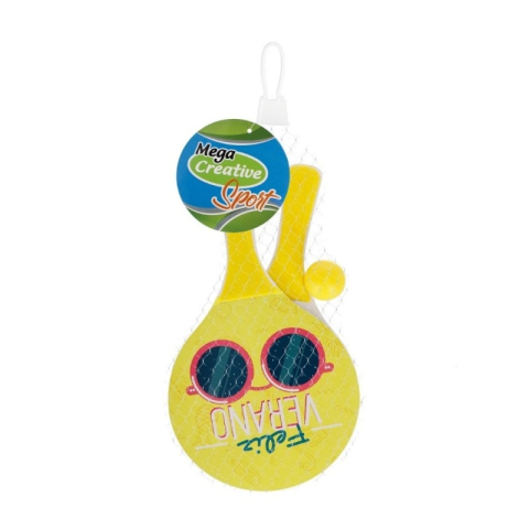 Set Tenis - de plaja, include 2 palete lemn, minge PVC, galben, 34x19x4cm, MegaCreative, 584835 [1]