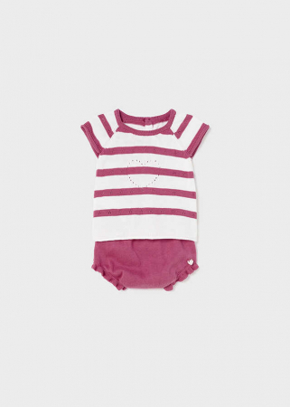Set 2 piese Rochita si Chiloti Pantaloni Scurti, Rosu, Fetite, 0-18 Luni [5]