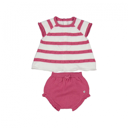 Lichidare stoc - Totul la 9.90 Lei - Set 2 piese Rochita si Chiloti Pantaloni Scurti, Rosu, Fetite, 0-18 Luni