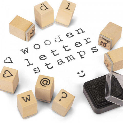 Art & Craft si Artizanat - Set tusiera si stampile din lemn - Alfabet