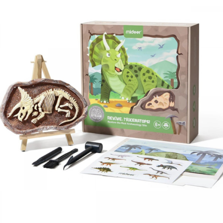 Jucării STEM, Știință şi Experimente - Setul micului arheolog, descoperirea dinozaurului Triceratops