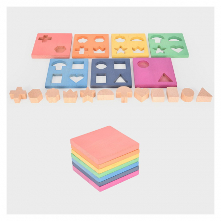 Shape Stacker, placi din lemn cu forme pentru sortat, 1-5 ani [3]