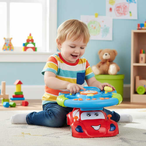 Simulator cu Volan Interactiv Copii, Sunete, Lumini LED si Proiector Simulare Condus [2]