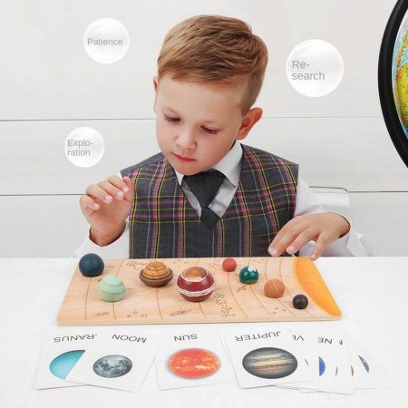 Puzzle din lemn cu piese 3D, mari cu Sistemul Solar [1]