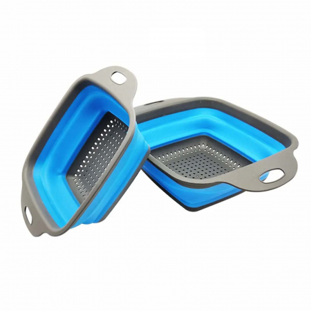 Casă, gradină și bricolaj - Sita pliabila din silicon, cu manere, Albastra - Micostore.ro