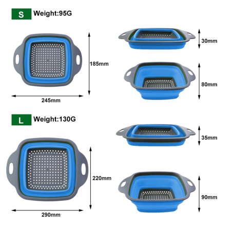 Sita pliabila din silicon, cu manere, Albastra - Micostore.ro [4]
