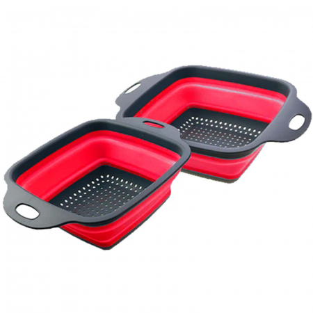 Sita pliabila din silicon, strecuratoare pentru legume si fructe, Rosu [5]