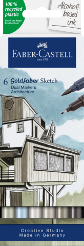 Birotică și Papetărie - Sketch marker 2 capete set 6 architect goldfaber faber-castell
