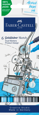Birotică și Papetărie - Sketch marker 2 capete set 6 design produs goldfaber faber-castell