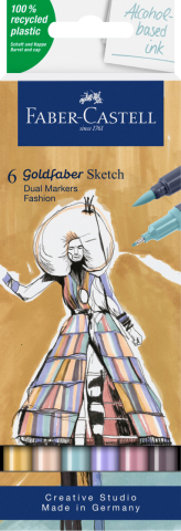 Birotică și Papetărie - Sketch marker 2 capete set 6 fashion goldfaber faber-castell