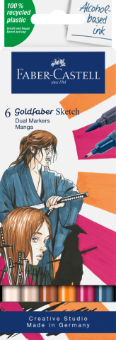 Birotică și Papetărie - Sketch marker 2 capete set 6 manga goldfaber faber-castell