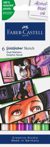 Birotică și Papetărie - Sketch marker 2 capete set 6 novel goldfaber faber-castell