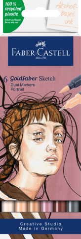 Birotică și Papetărie - Sketch marker 2 capete set 6 portret goldfaber faber-castell