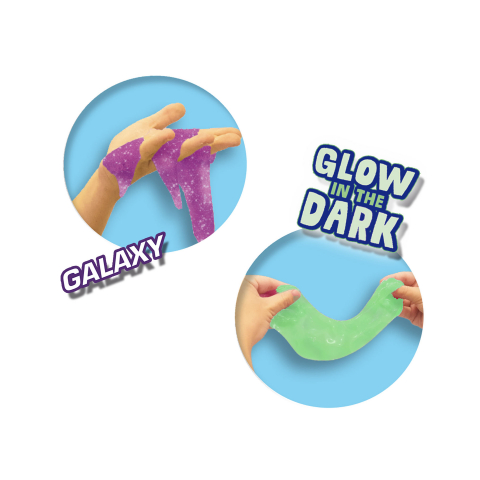 Slime colorat fluorescent cu sclipici pentru copii (2x120 gr.), copii varsta 3 ani+,6 ani+,8 ani+ [3]