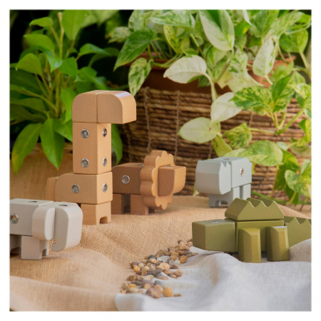 Snap Block Animals, blocuri de constructie din lemn, Guidecraft, 3-6 ani [4]